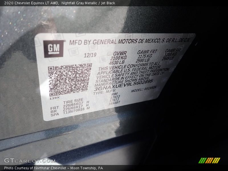 Nightfall Gray Metallic / Jet Black 2020 Chevrolet Equinox LT AWD