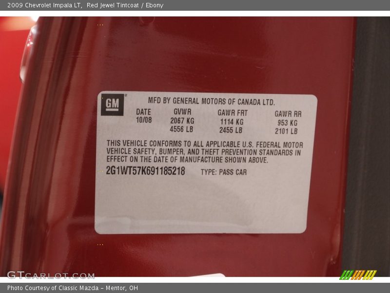 Red Jewel Tintcoat / Ebony 2009 Chevrolet Impala LT