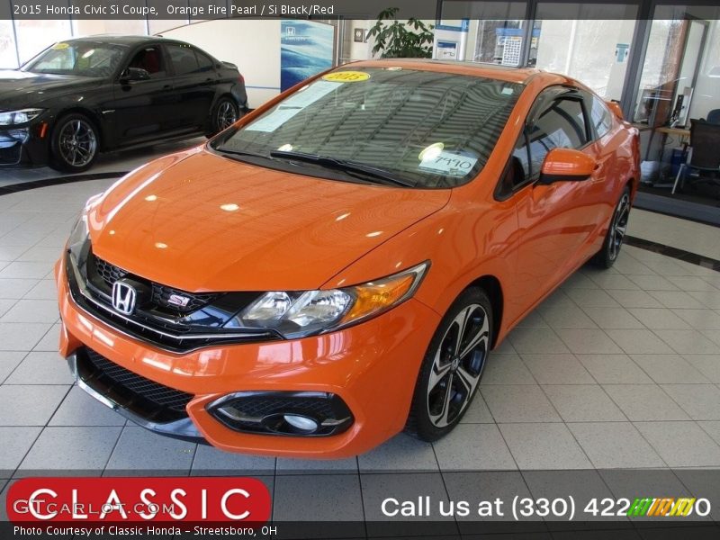 Orange Fire Pearl / Si Black/Red 2015 Honda Civic Si Coupe