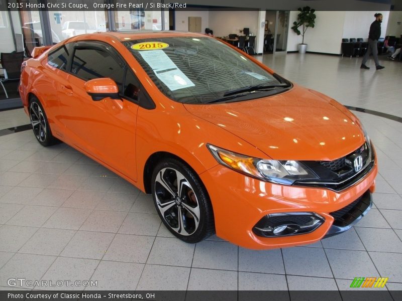 Orange Fire Pearl / Si Black/Red 2015 Honda Civic Si Coupe