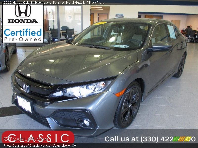 Polished Metal Metallic / Black/Ivory 2019 Honda Civic EX Hatchback