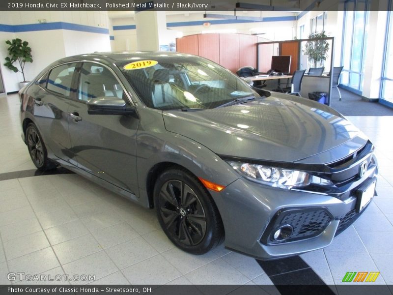 Polished Metal Metallic / Black/Ivory 2019 Honda Civic EX Hatchback