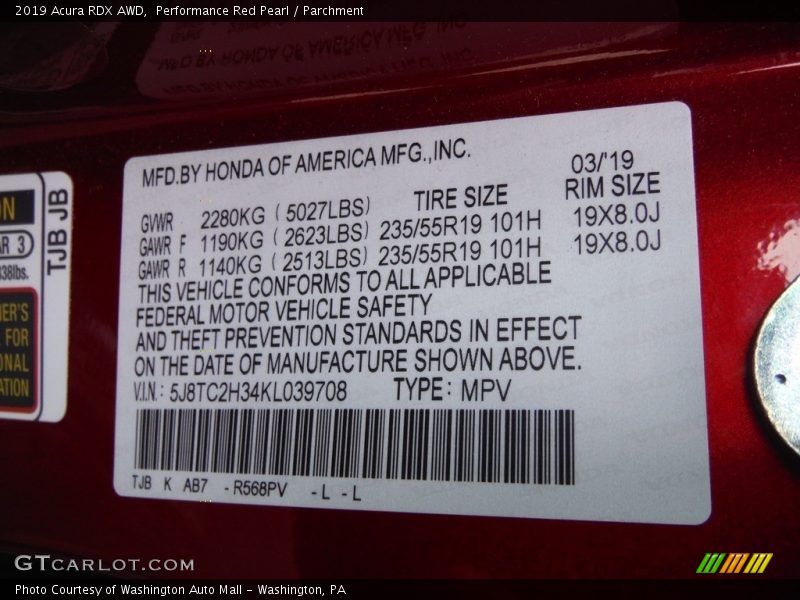 Performance Red Pearl / Parchment 2019 Acura RDX AWD