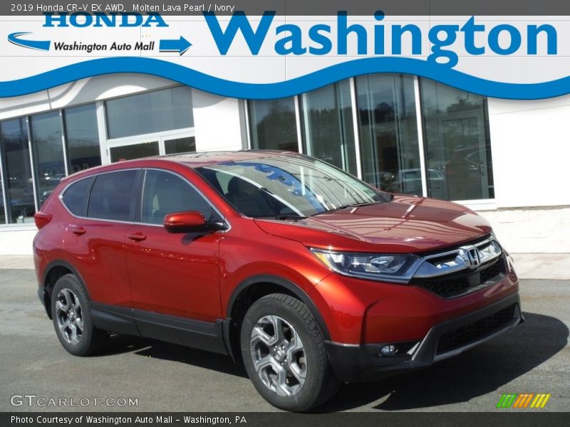 Molten Lava Pearl / Ivory 2019 Honda CR-V EX AWD