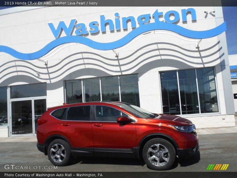Molten Lava Pearl / Ivory 2019 Honda CR-V EX AWD