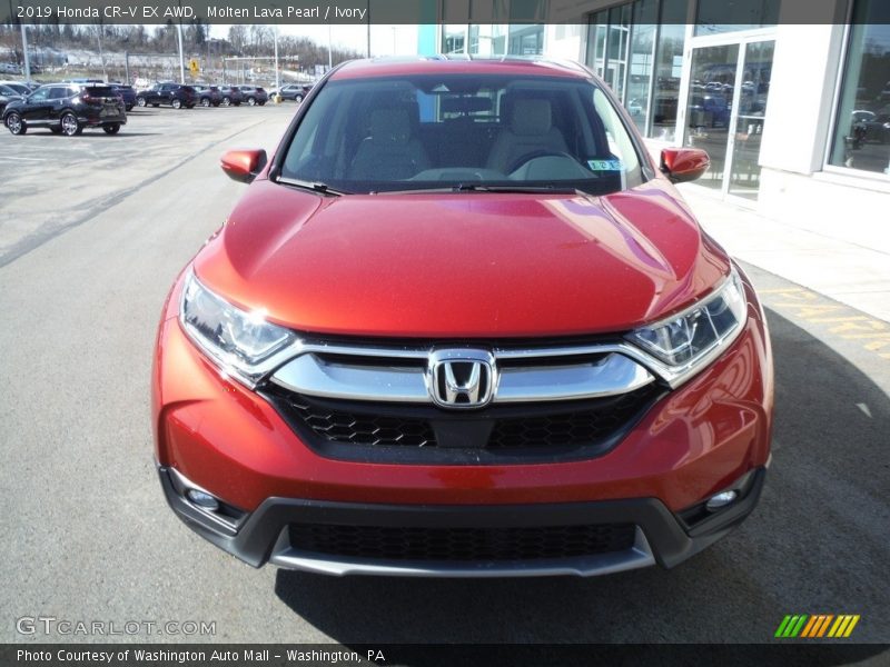 Molten Lava Pearl / Ivory 2019 Honda CR-V EX AWD