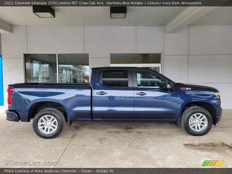 Northsky Blue Metallic / Gideon/­Very Dark Atmosphere 2022 Chevrolet Silverado 1500 Limited RST Crew Cab 4x4