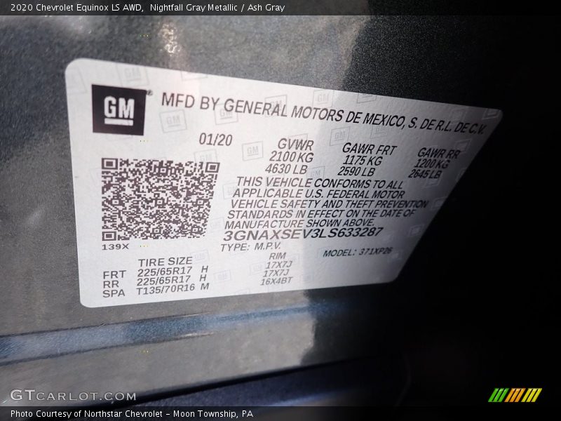 Nightfall Gray Metallic / Ash Gray 2020 Chevrolet Equinox LS AWD