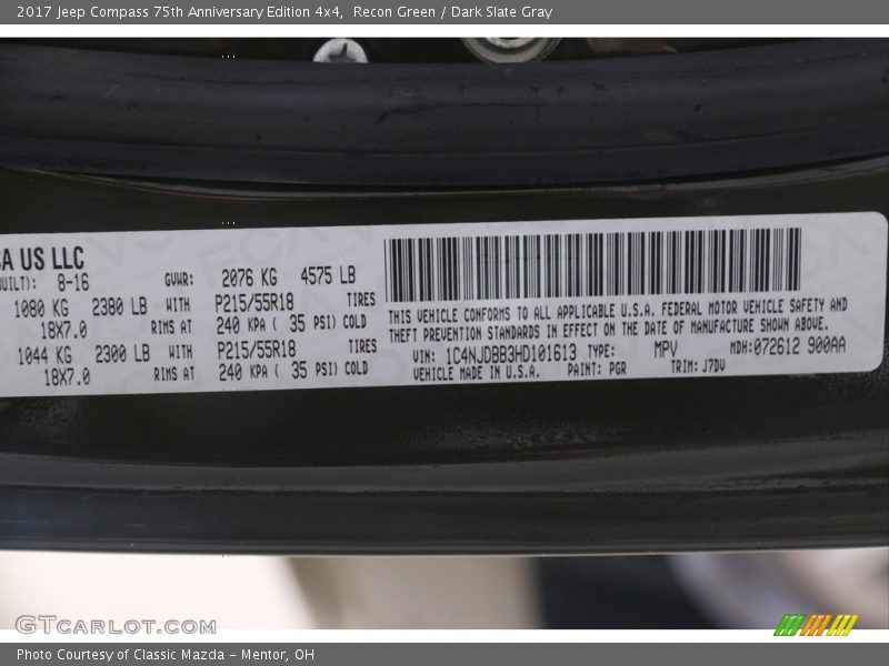 Recon Green / Dark Slate Gray 2017 Jeep Compass 75th Anniversary Edition 4x4