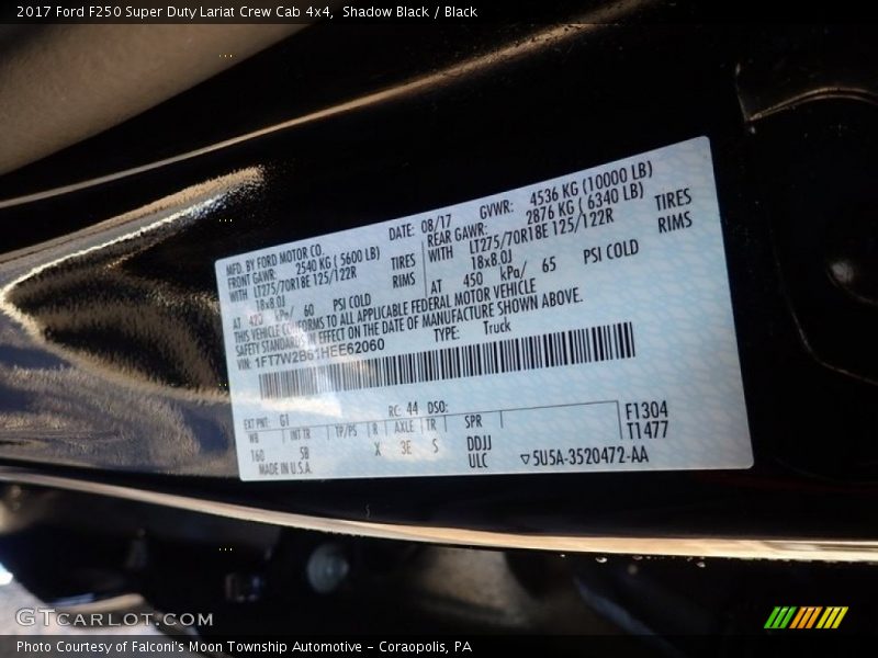 Shadow Black / Black 2017 Ford F250 Super Duty Lariat Crew Cab 4x4