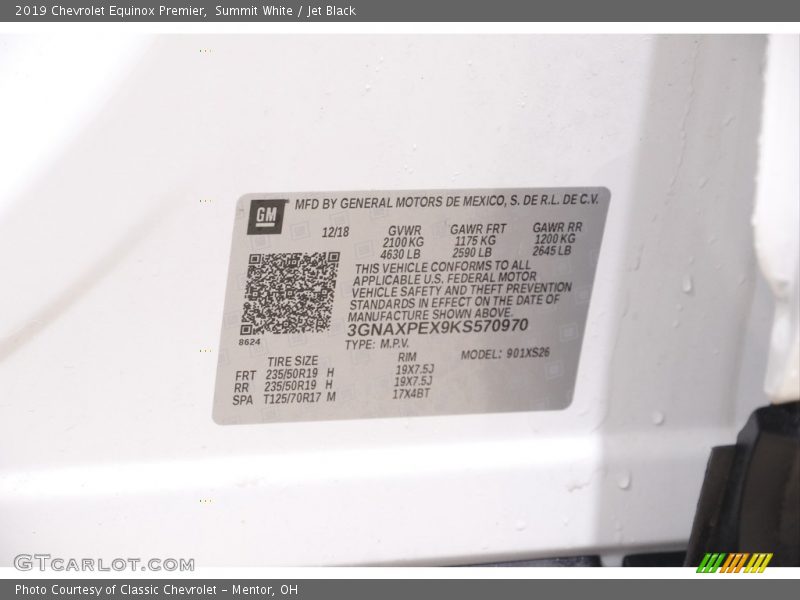 Summit White / Jet Black 2019 Chevrolet Equinox Premier