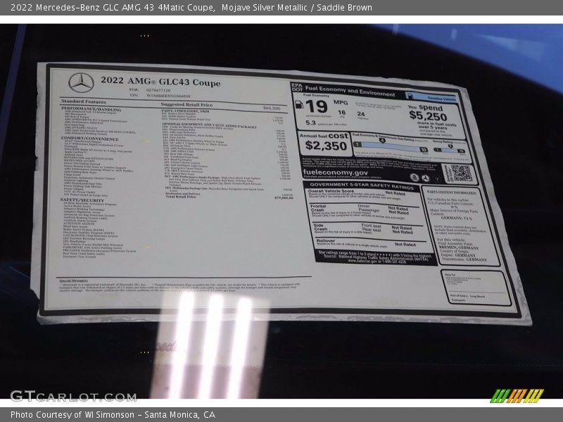 Mojave Silver Metallic / Saddle Brown 2022 Mercedes-Benz GLC AMG 43 4Matic Coupe