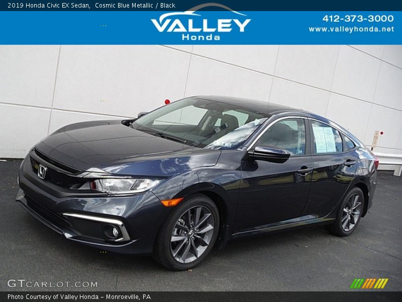 Cosmic Blue Metallic / Black 2019 Honda Civic EX Sedan