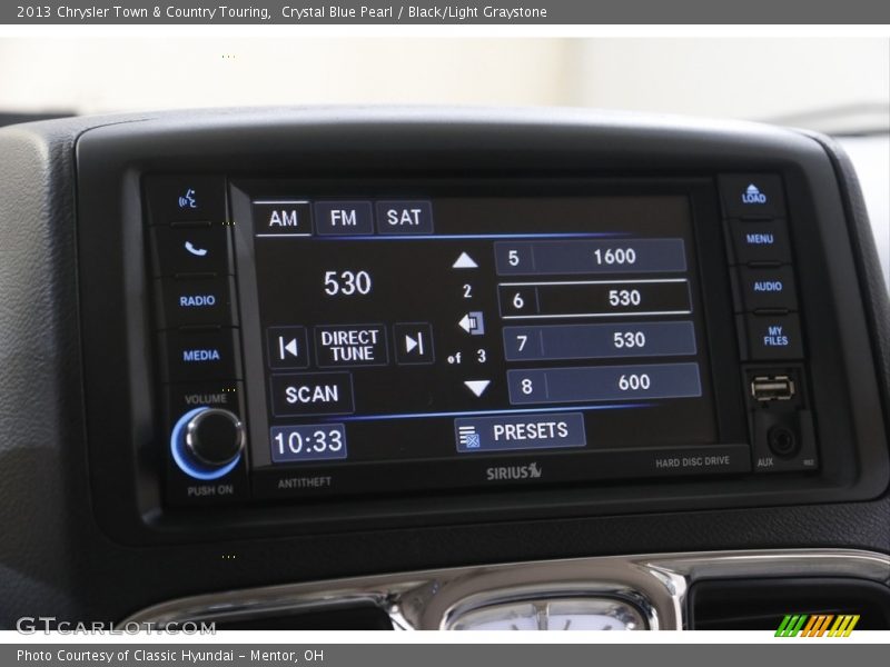 Crystal Blue Pearl / Black/Light Graystone 2013 Chrysler Town & Country Touring
