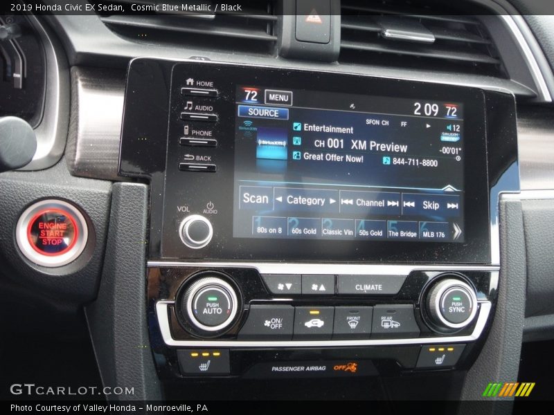 Cosmic Blue Metallic / Black 2019 Honda Civic EX Sedan