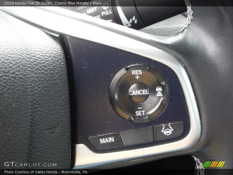 Cosmic Blue Metallic / Black 2019 Honda Civic EX Sedan