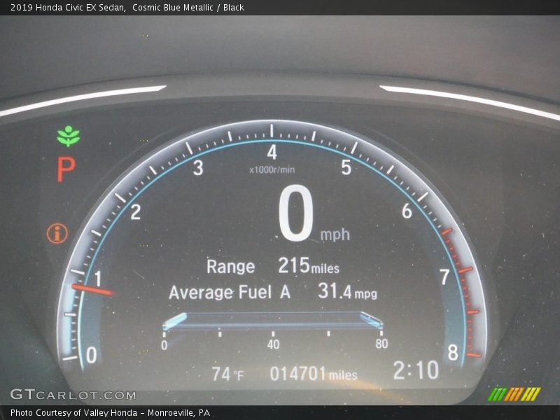 Cosmic Blue Metallic / Black 2019 Honda Civic EX Sedan