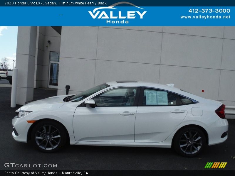 Platinum White Pearl / Black 2020 Honda Civic EX-L Sedan