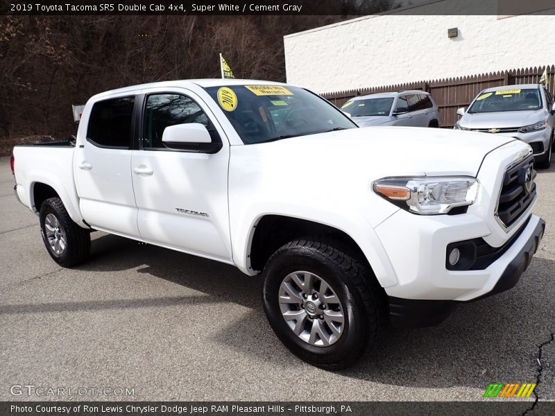 Super White / Cement Gray 2019 Toyota Tacoma SR5 Double Cab 4x4