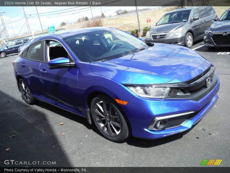 Aegean Blue Metallic / Black 2020 Honda Civic EX Sedan