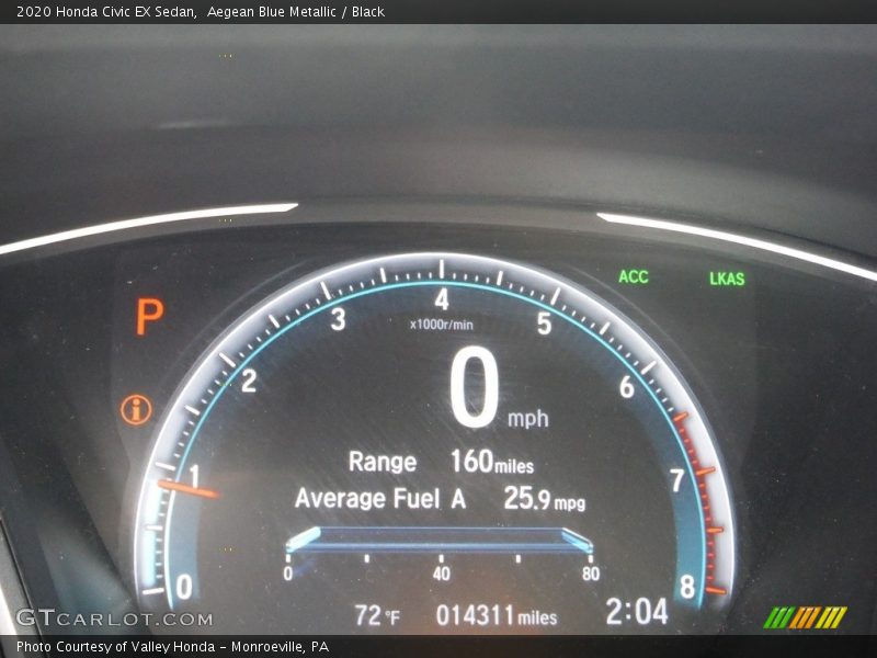 Aegean Blue Metallic / Black 2020 Honda Civic EX Sedan