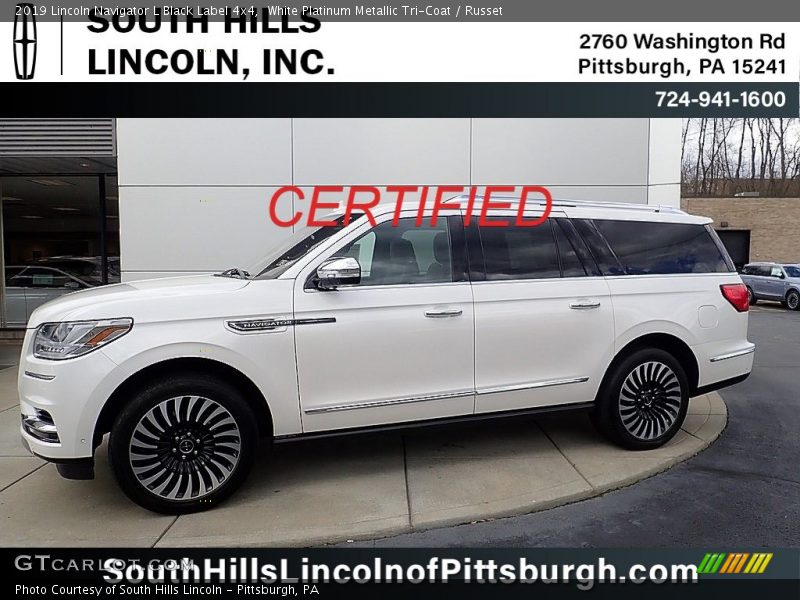 White Platinum Metallic Tri-Coat / Russet 2019 Lincoln Navigator L Black Label 4x4