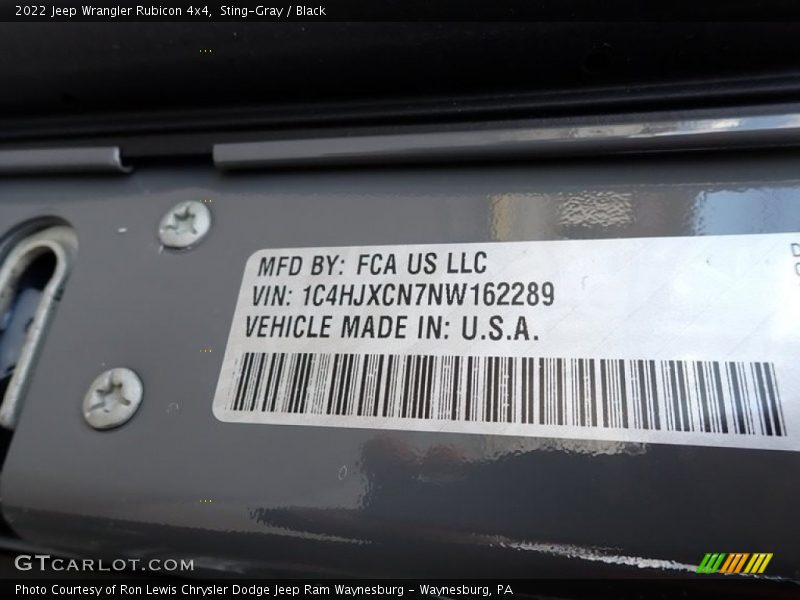 Sting-Gray / Black 2022 Jeep Wrangler Rubicon 4x4