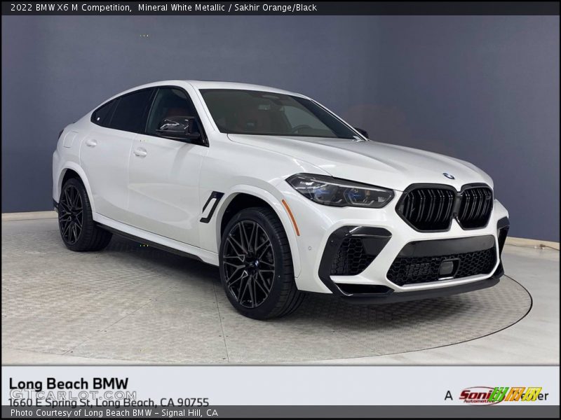 Mineral White Metallic / Sakhir Orange/Black 2022 BMW X6 M Competition