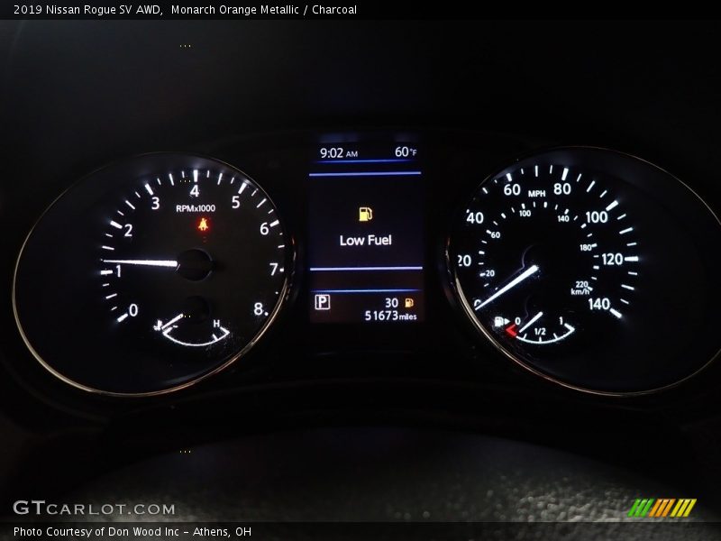 Monarch Orange Metallic / Charcoal 2019 Nissan Rogue SV AWD