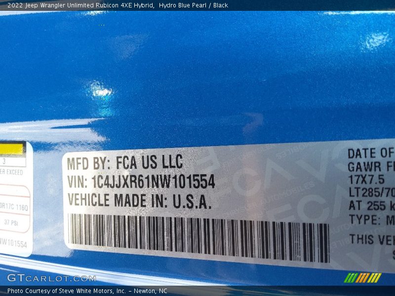Hydro Blue Pearl / Black 2022 Jeep Wrangler Unlimited Rubicon 4XE Hybrid