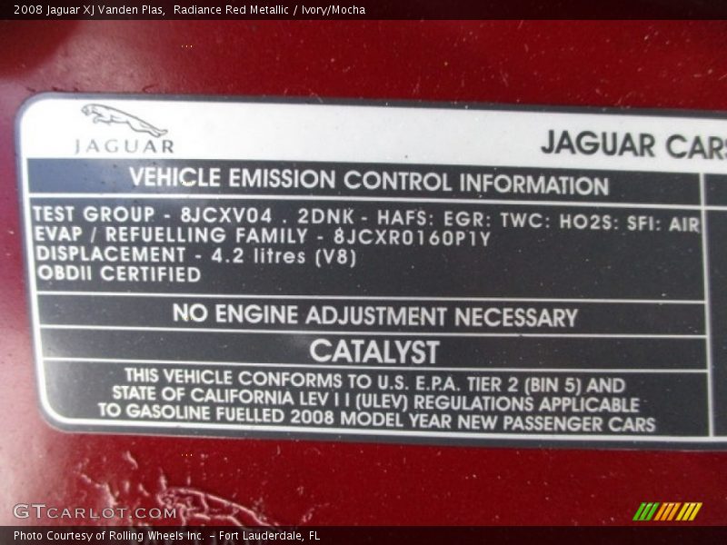 Radiance Red Metallic / Ivory/Mocha 2008 Jaguar XJ Vanden Plas