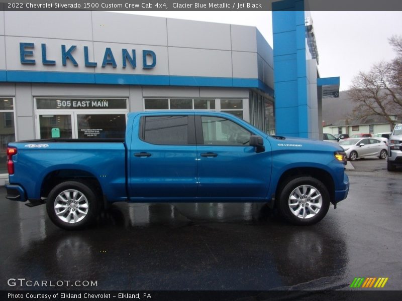 Glacier Blue Metallic / Jet Black 2022 Chevrolet Silverado 1500 Custom Crew Cab 4x4