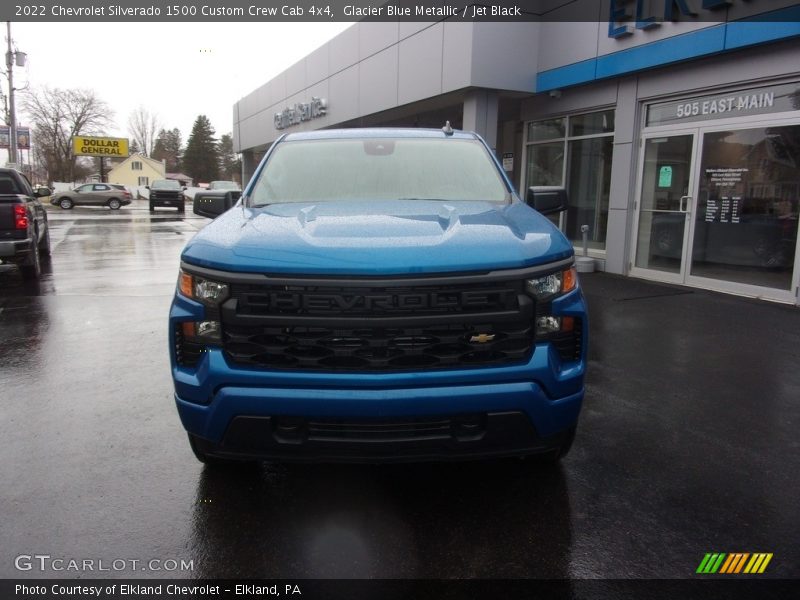 Glacier Blue Metallic / Jet Black 2022 Chevrolet Silverado 1500 Custom Crew Cab 4x4