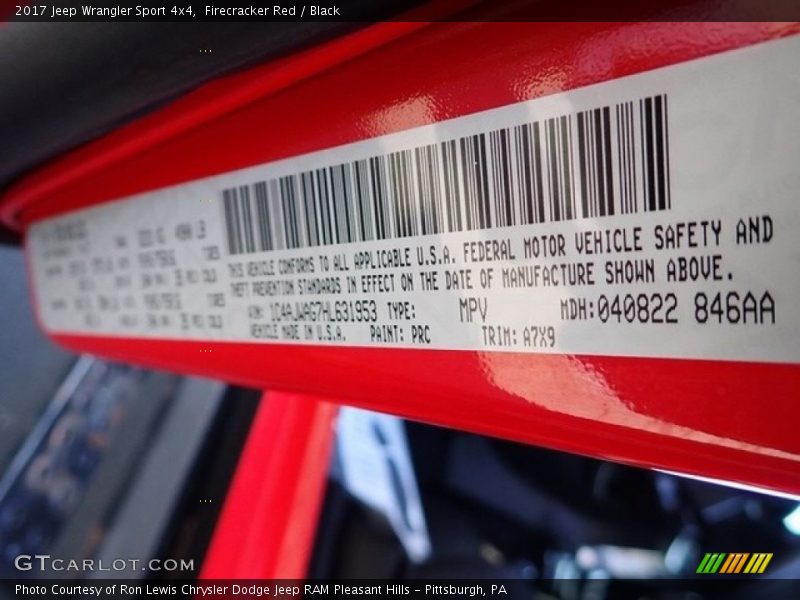 Firecracker Red / Black 2017 Jeep Wrangler Sport 4x4