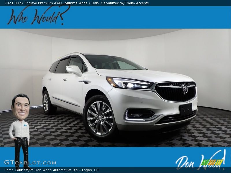 Summit White / Dark Galvanized w/Ebony Accents 2021 Buick Enclave Premium AWD