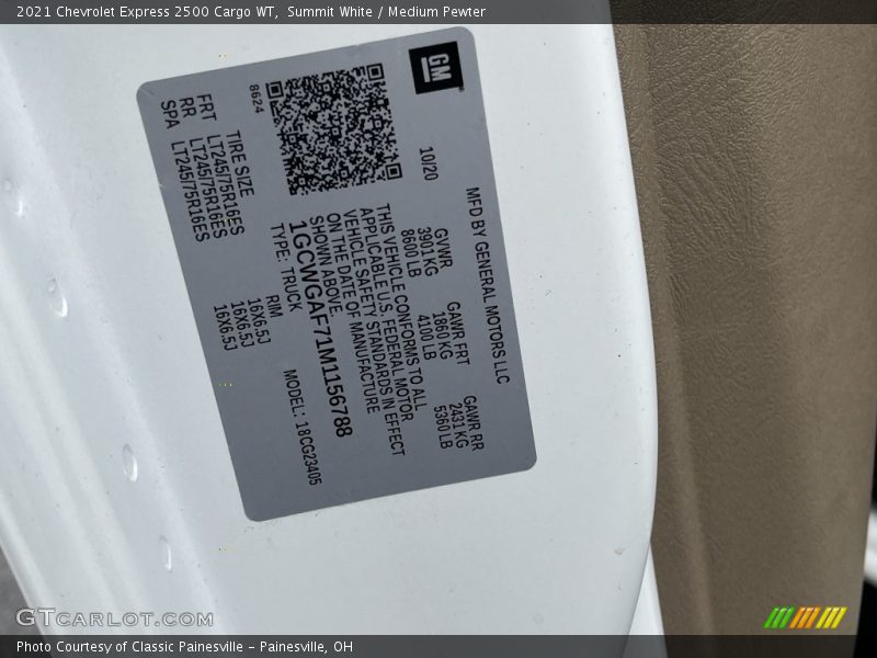 Summit White / Medium Pewter 2021 Chevrolet Express 2500 Cargo WT