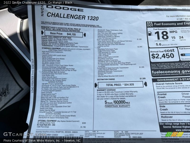  2022 Challenger 1320 Window Sticker