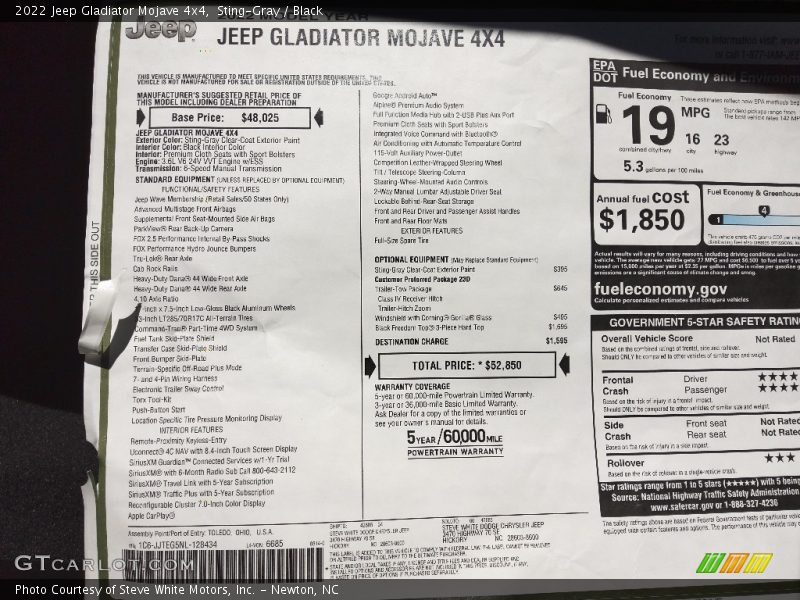 Sting-Gray / Black 2022 Jeep Gladiator Mojave 4x4