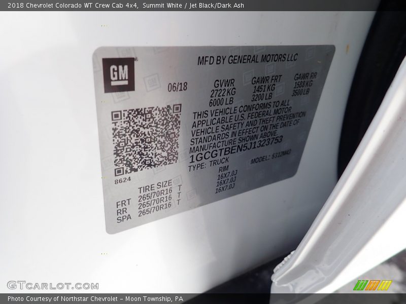 Summit White / Jet Black/Dark Ash 2018 Chevrolet Colorado WT Crew Cab 4x4