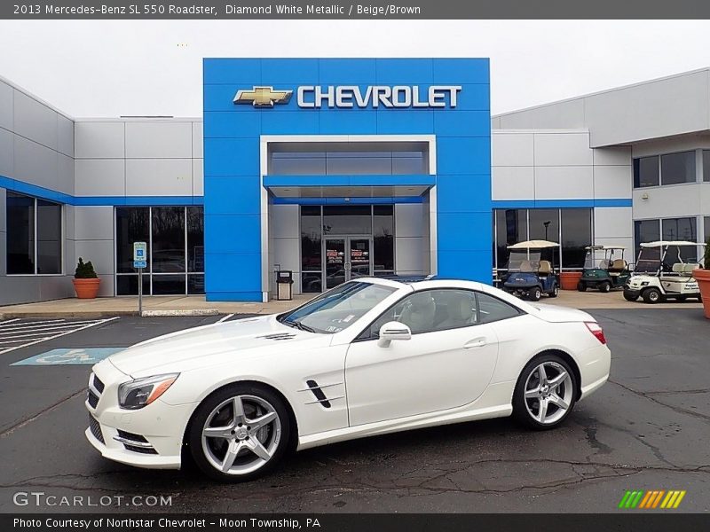 Diamond White Metallic / Beige/Brown 2013 Mercedes-Benz SL 550 Roadster
