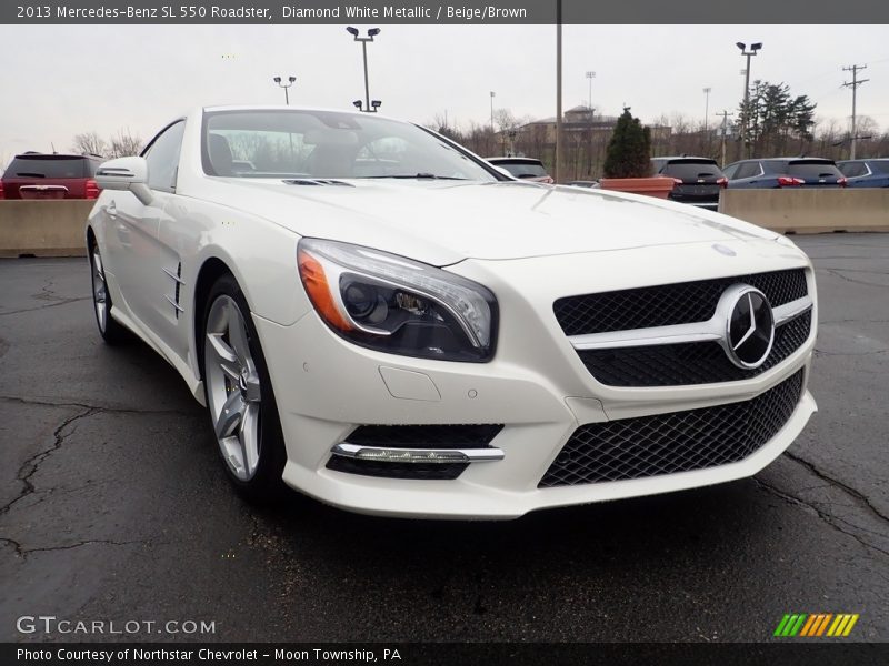 Diamond White Metallic / Beige/Brown 2013 Mercedes-Benz SL 550 Roadster