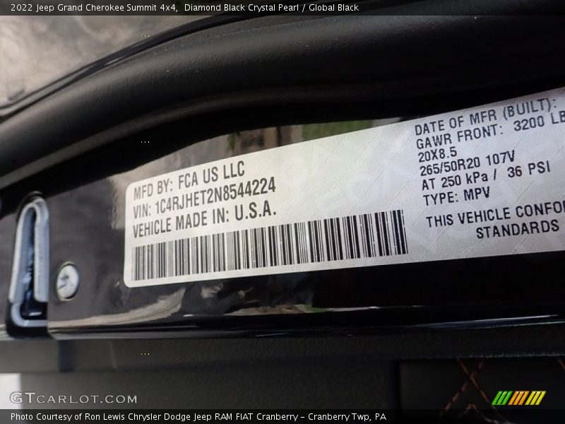 Diamond Black Crystal Pearl / Global Black 2022 Jeep Grand Cherokee Summit 4x4
