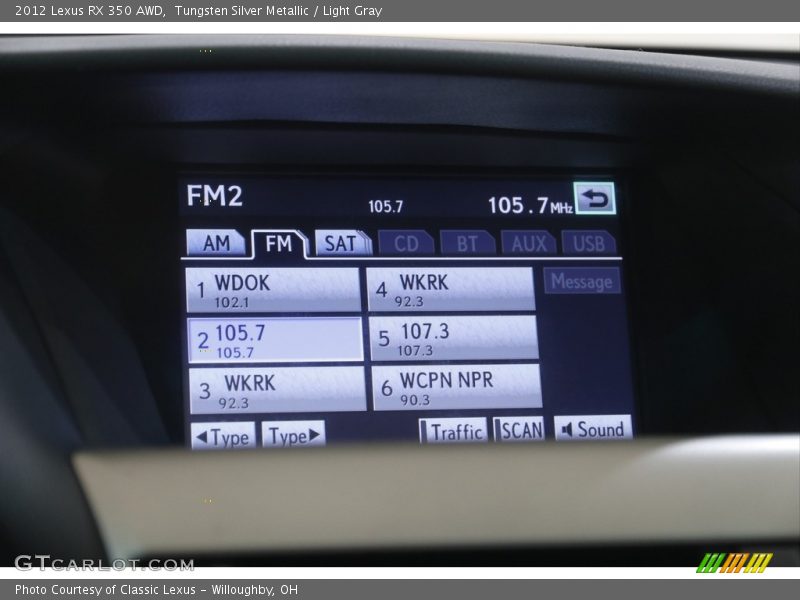 Tungsten Silver Metallic / Light Gray 2012 Lexus RX 350 AWD