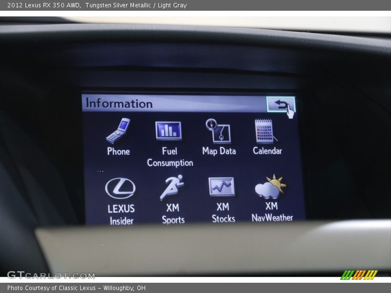 Tungsten Silver Metallic / Light Gray 2012 Lexus RX 350 AWD