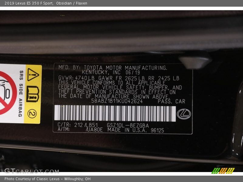 Obsidian / Flaxen 2019 Lexus ES 350 F Sport