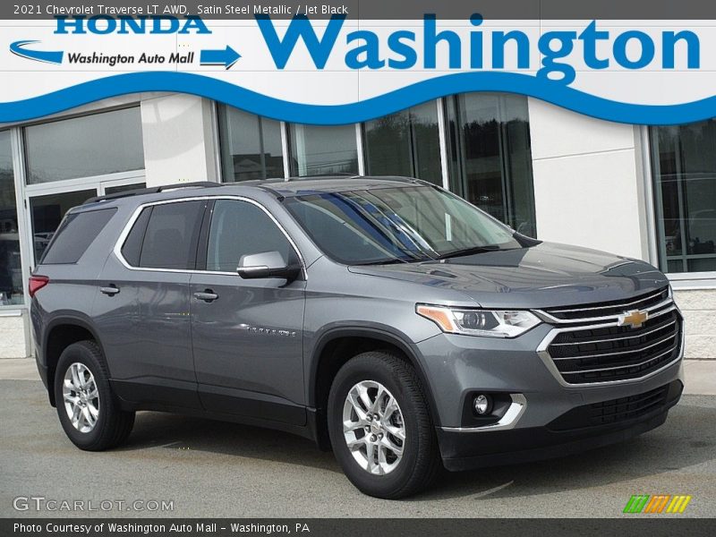 Satin Steel Metallic / Jet Black 2021 Chevrolet Traverse LT AWD