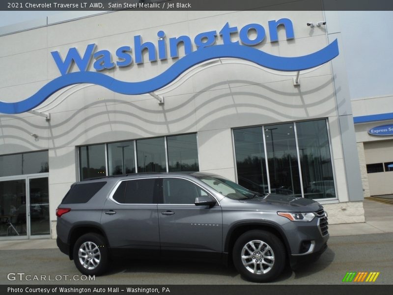 Satin Steel Metallic / Jet Black 2021 Chevrolet Traverse LT AWD