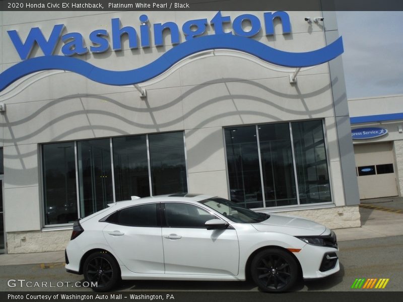 Platinum White Pearl / Black 2020 Honda Civic EX Hatchback