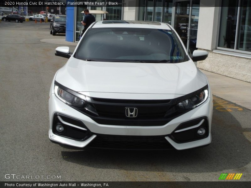 Platinum White Pearl / Black 2020 Honda Civic EX Hatchback