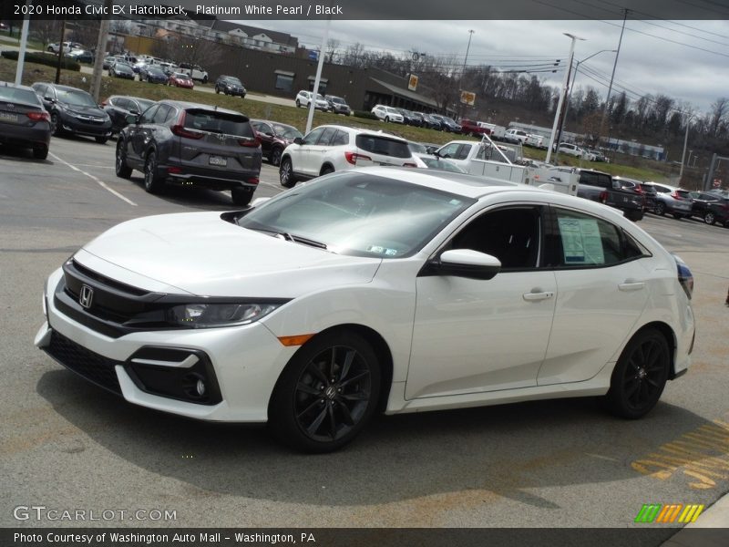 Platinum White Pearl / Black 2020 Honda Civic EX Hatchback